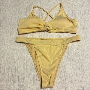 NEW Zaful Forever Young Ivory Bikini Size XL Cheeky Sexy Textured Runs Small